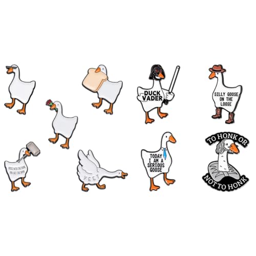 9 Stück Gans Emaille Pin Set Buchstaben Anstecknadeln und Ente Broschen Dekorative Abzeichen für Kleidung und Rucksack