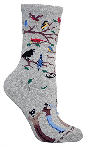 Birdwatcher Gray Ultra Lightweight Cotton Crew Socks (One Size Fits Most) Made in