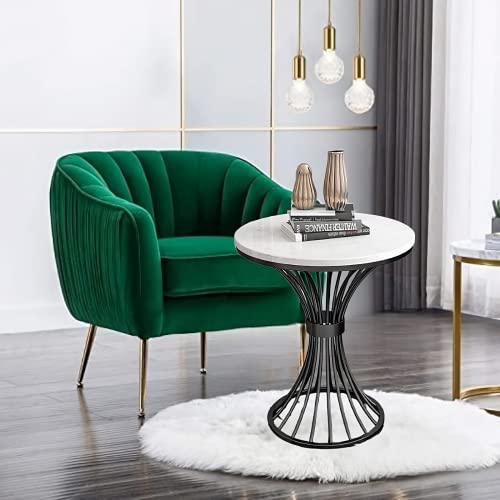 Image of Round Coffee Table Side Table Modern Home Decor Tea End Table for Living Room Bedroom and Balcony (Black White)