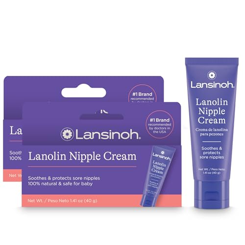 Image of Lansinoh Lanolin Nipple Cream Safe for Breastfeeding Baby, 100% Natural Nipple Butter for Mom, Breastfeeding Essentials, 1.41 Ounces (Pack of 2)