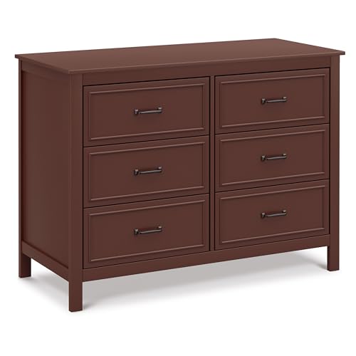 DaVinci Charlie 6-Drawer Baby Dresser - Wooden Double Chest of Drawers for Kids, Boys and Girls - Multi-Purpose Storage Dresser for Bedroom, Nursery, Living Room & Hallway, Easy to Assemble - Crimson