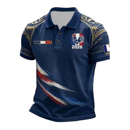 Maillot L'équipe de Foot Homme - Maillot de Foot 2026 Adulte T Shirt Manches Courtes Respirant Été Polo Shirts Sport Vêtements de Football, Polo Shirt...