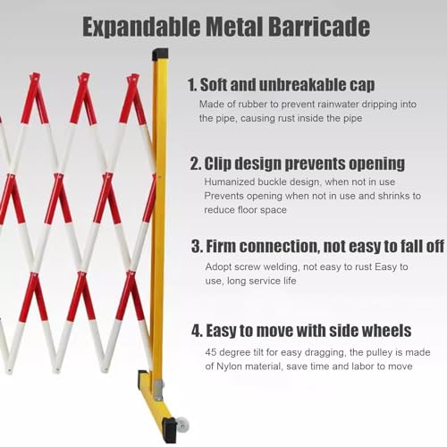 Barricada de entrada expandible móvil, valla flexible con ruedas para un fácil control de multitudes en eventos al aire libre, obras de construcción y festivales