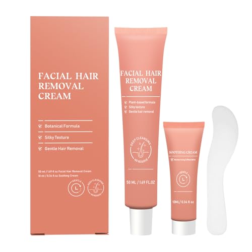2 Pack Hydrateology Facial Hair Removal Cream Luuma Facial Hair Removal Gentle Hairs Removers for Women Long-Lasting Depilatory Cream with Kit for All Skin Types