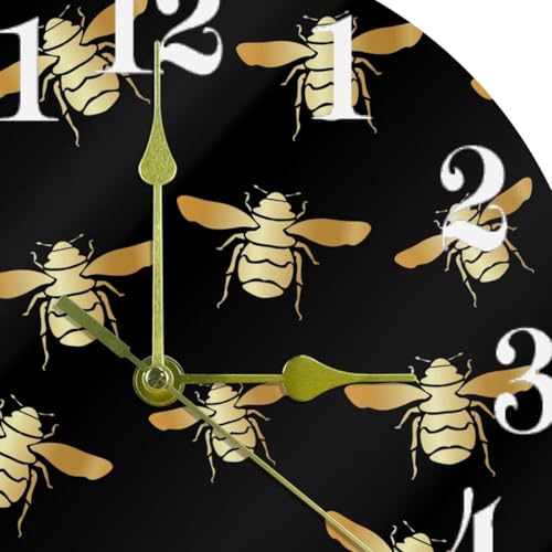 Horloge murale à quartz aux finitions dorées graphiques - 7