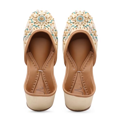 Women's Slip On Traditional Handmade Khussa Bridal Mojari Punjabi Jutti Ethnic Ballet Flats3