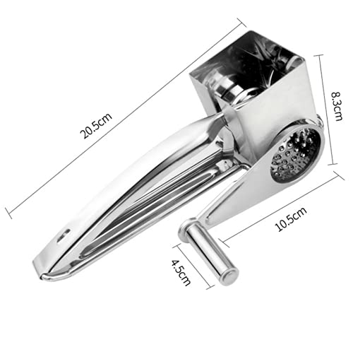 Xkong Multipurpose Rotary Cheese Grater With,Rotary Cheese Grater,Vegetable Cheese Slicer,1 Stainless Steel Handheld Drums For Parmesan, Vegetables And More, Ergonomic Design #TOP1