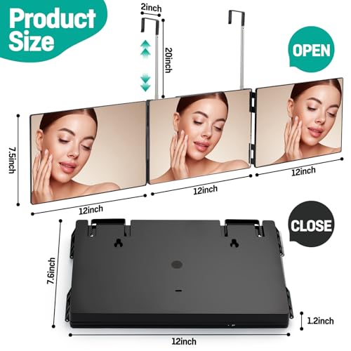 Espejo Trifold Rectangular Ajustable para Corte y Maquillaje miniatura 2