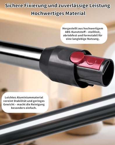 Verlängerungsrohr für Dyson V12 Detect Slim / V10 Digital Slim Stabstaubsauger, 74 cm Aluminium Teleskoprohr mit Schnellspanner – Ersatz Saugrohr Zubehör