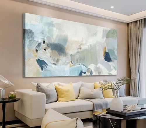 arteWOODS Abstract Canvas Wall Art Teal Abstract Pictures Canvas Painting Modern Bluish Green Canvas Prints Turquoise Artwork Wall Decor for Living Room Bedroom Home Office Wall Decoration 29' x 58'