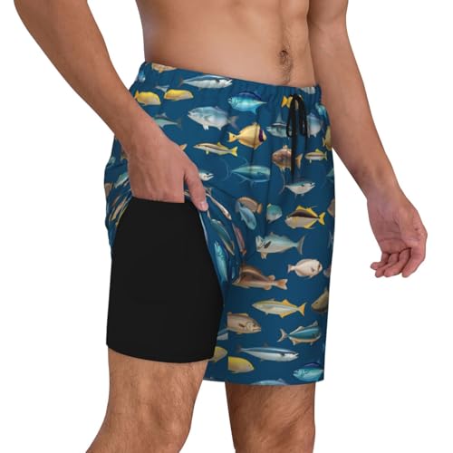 Mens Swim Trunks with Compression Liner Board Shorts Quick Dry Beach Shorts