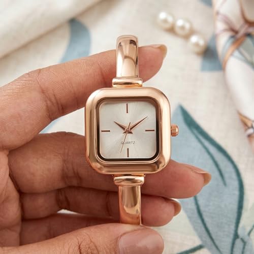 Image of WISEWALKER Women's Bangle Bracelet Watch Silver Dial Elegant Style Anlalog Ladies Wrist Watch
