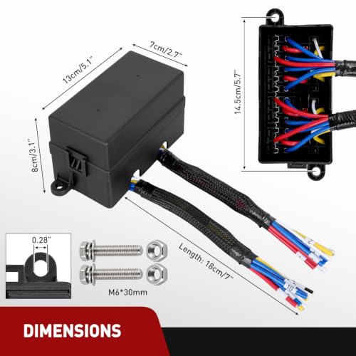Image of Nilight 12V Fuse Relay Box 4 Relays 4pin 40A 12 Fuses Pre-Wired Block Kit