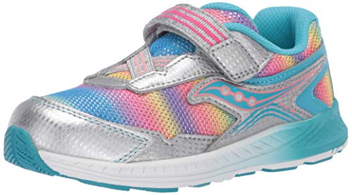 Saucony Girls Ride 10 Jr. Sneaker Sandal, Silver Multi, 4 X-Wide Little Kid