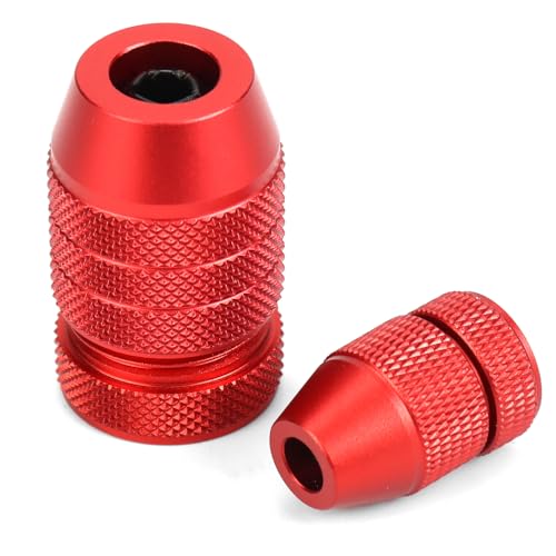 QWORK High Precision Aluminum Alloy Drill Depth Stop for Drill Bits Adjustable Sizes from 5/64 to 7/16 2 Pieces with Nylon Locking Ring for Secure on Wood Metal Plastic Tile and Brick