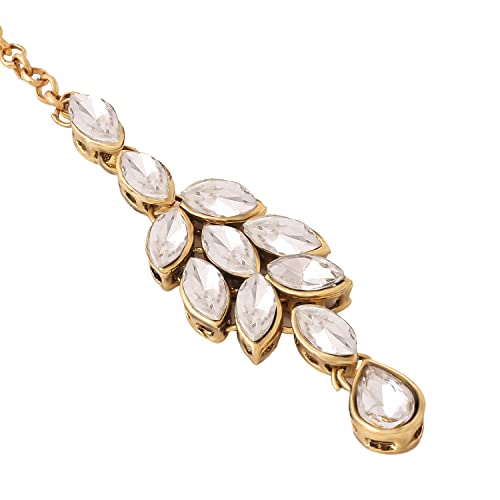 Image of Yellow Chimes Jewellery Set for Women and Girls Kundan Necklace Set for Girls | Gold Plated Beads Beaded Kundan Choker Necklace Set | Birthday Gift for girls and women Anniversary Gift for Wife