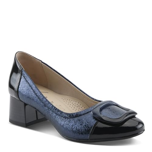 Azura Women's BABYSTEPS Slip-On Pump – Metallic Leather with Sculptural Buckle and Architectural Block Heel2