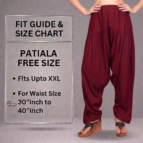 Image of FASHION GALLERY Women's Rayon Relaxed Fit Patiala Salwar with Full Length Drawstring Closure Type and Flexible Waist | Patiala Pant for Woman Free Size Fit Upto XXL