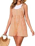 GAMISS Summer Romper Casual Womens Jumpsuit with Cute Tie Shoulder Straps Loose Sleeveless Y2K Gingham Overall Shorts