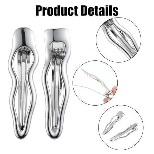 6 Piezas Pinzas de Pelo de Metal Plateadas con Onda, Clips Pequeños para Flequillo, Pinzas de Cocodrilo para Mujeres, Accesorios para Cabello Grueso y Fino miniatura 3
