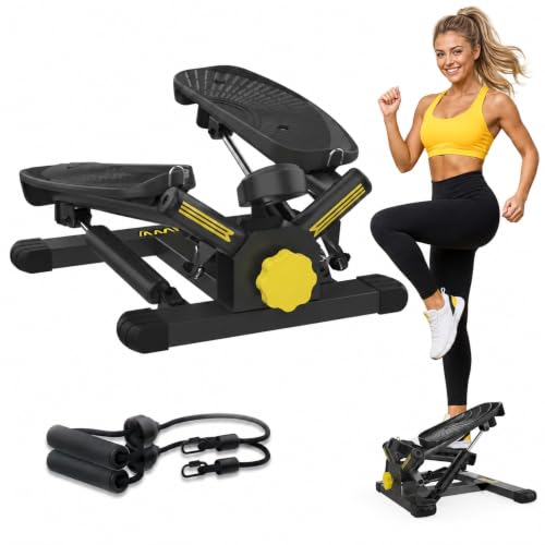 Image of ZIWWVY Stepper Machine with Resistance Bands, Mini Stepper with 300LBS Weight Capacity, Twist Stepper for Full Body Workout, Adjustable Step Height, Smooth and Quiet, Step Machine for Men Women