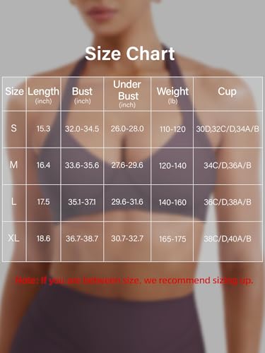 Image of YEOREO Women Halter Sports Bra Light Support V Neck Padded Strappy Open Back Workout Gym Tops