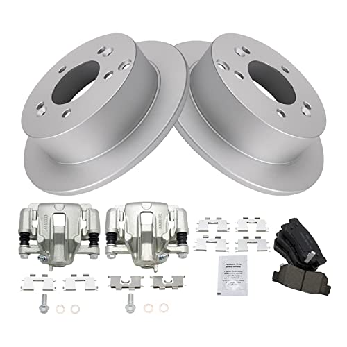 Image of TRQ Rear Brake Pad and Rotor Set Ceramic G Coated Rotors Calipers