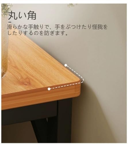 コンソールテーブル 玄関テーブル サイドテーブル スリム 北欧風 木製 丸角加工 細長い 2段 オープンラック 飾り棚 アジャスター付き 微調整可能 多機能 収納棚 玄関 廊下 寝室 リビング 組立簡単 (ナチュラル+ブラック,幅100cm) [並行輸入品] [5]