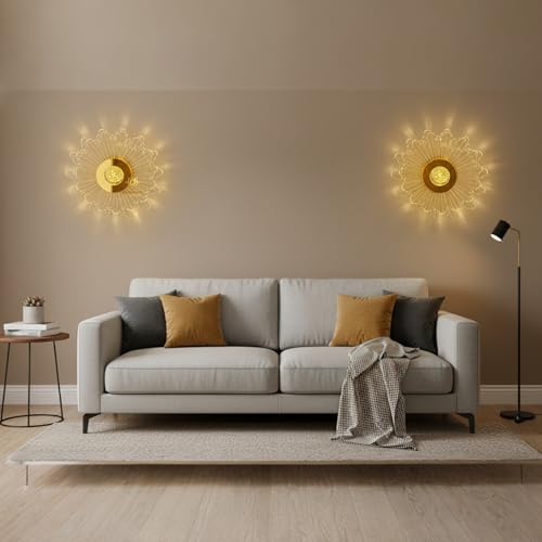 Image of Glowave Golden Acrylic Light Spiral Design Wall Lamp Lighting Sconce for Living Room Bedroom Bedside - Tricolour (White, Warm White, Natural White) 7044-W (B81)