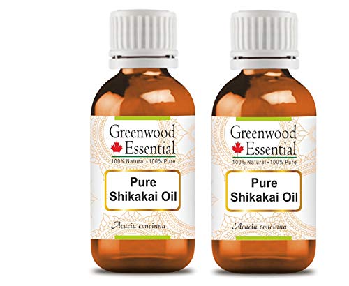 Image of Greenwood Essential Shikakai Oil (Acacia concinna) | Infused | Pure | Non-Sticky | Lightweight | For Hair Cleansing | Natural Plant Extract | Men & Women | 100ml X 2