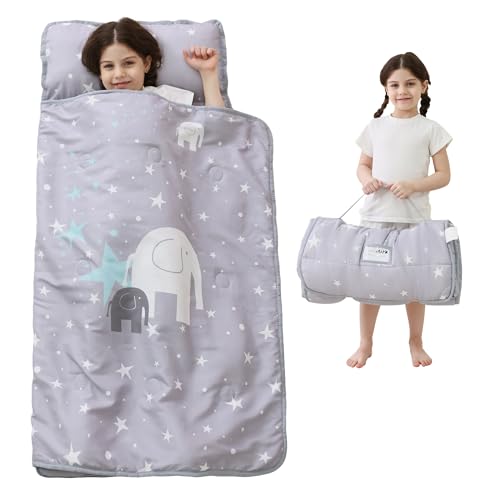 Image of Lasoftan Toddler Nap Mat with Pillow and Blanket, Extra Large Rolled Napping Mats,Slumber Bags for Boys Girls,Kids Sleeping Bag for Daycare, Preschool Travel Camping
