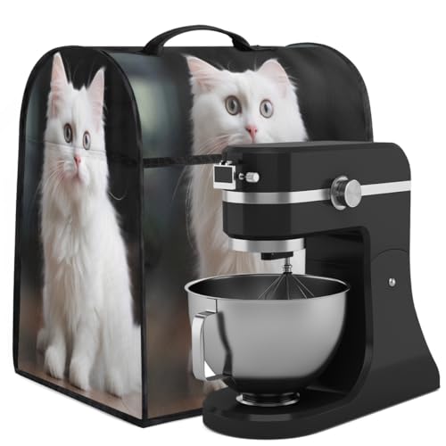 Coffee Maker Cover White Cat Kitchen Appliance Covers Small Appliance Covers Blender Cover Juicer Cover Dust Covers for Kitchen Appliances with Top Handle and Pockets,Washable,C931