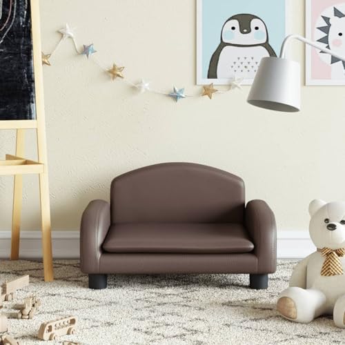 Gecheer Sillón Infantil Sofa Bebe para Niños,Silla para Dormir Sofá Tapizado para Bebé Sillón Butacas pequeñas Sofá Cama para Niños de Cuero sintético marrón 50x40x30 cm 15#