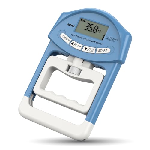 Blaues Elektronisches Hand-Dynamometer - 90 kg / 200 lbs Kapazität Hand Griff Strengthener mit 19 Aufzeichnungen - Ideal für Krafttraining, Reha und Progress Tracking