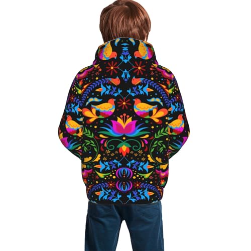 Mexican Flower Traditional1 Kid Hoodies Boys Sweatshirts Girls Pullover with Pocket4