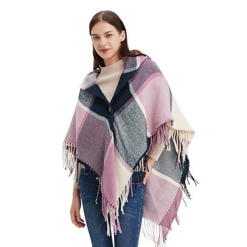 Image of Womens Blanket Scarf Buffalo Plaid Long Warp Shawls Fashion Tartan Knit Winter Warm Lattice Scarves