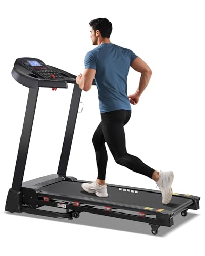 Image of ECHANFIT Treadmill with 15-Level Auto Incline, Folding Treadmill for Home, 0.6-10 MPH, 350 LB Capacity, 18.11 inch Wide Running Belt, 3.5 HP, Shock Absorption, Bluetooth Speaker & App