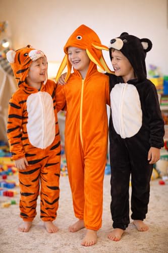 Image of Raj Costume Animal Fancy Dress Costume for Boys & Girls | Hooded Full Body Wildlife Zoo Animal Jumpsuit | Soft Costume for School Function, Fancy Dress, Halloween, Birthday, Cosplay & Role Play