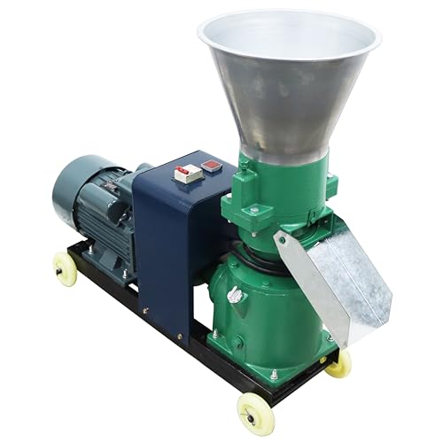 LGXEnzhuo Pelletizer Pellet Machine Animal Feed Chicken Pellet Mill Machine 4mm Feed Pellet Making Machine with 2 Head Rollers for Poultry Livestock Farm Animal 3KW 220V