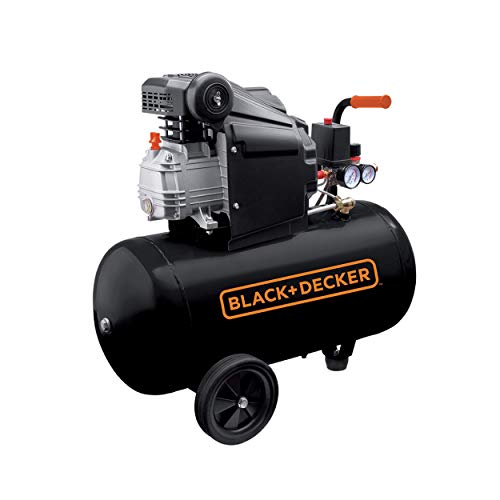 Black & Decker Air Compressor with 24 Litre Tank, 2HP Pump, Powerful Performance, Heavy Duty, Portable for DIY & Home Use, Black
