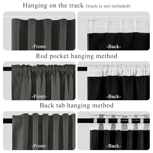Image of RYB HOME 100% Blackout Room Divider Curtain Panel, Thermal Insulated & Privacy Assurd Extra Wide Curtains for Bedroom /Living Room, Drape with Hooks for Ceiling Mounted, W100 x L96, Grey, 1 Panel