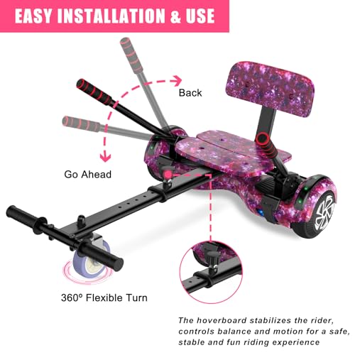 SISIGAD Hoverboard Kart Scooter für alle Gelände Self Balanciert 6,5 Zoll mit Bluetooth Lautsprechern und Hoverboard LED Beleuchtung für Kinder