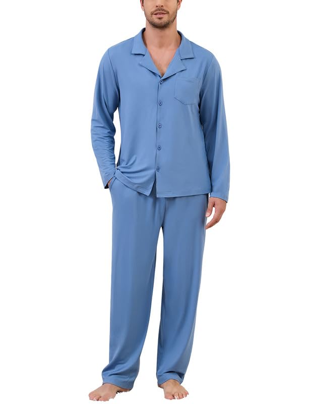 Marvmys Mens Soft Pajama Set Long Sleeve, Button...