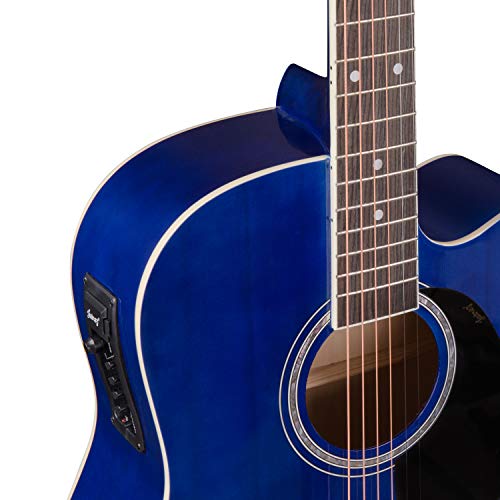 Image of Juarez Arpeggio 41 inch Electro-Acoustic Guitar - Spruce Top, EQ 7545R Preamp, Blue Gloss Finish, Dual Action Truss Ros, Bag, Strap, Picks & Strings