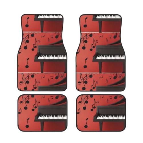 Alfombrillas de coche con notas de piano juego de 4 piezas protectoras de neopreno