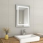 EMKE 700 x 500mm Illuminated LED Bathroom Mirror LED Mirrors Light with Shaver Socket + Touch Control Switch + Demister
