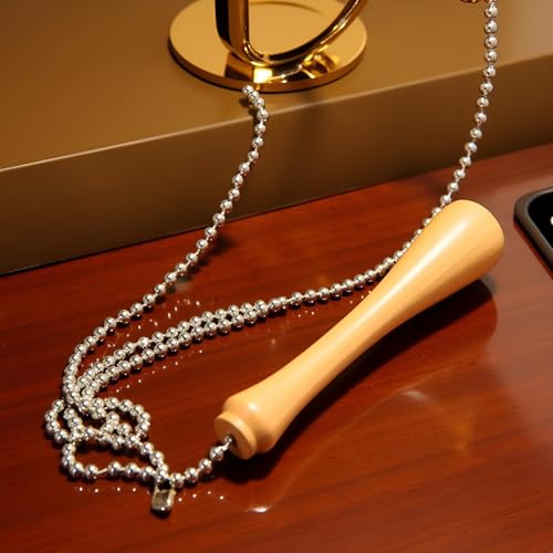 Image of 1Pc Light Wood Beaded Pull Chain Extension with Connector Wooden Pillars Walnut Pendant Antique Brass Pull Chain for Ceiling Fan Chain,Useful Pull Chains Ceiling Fans and Accessories(12 Inch)
