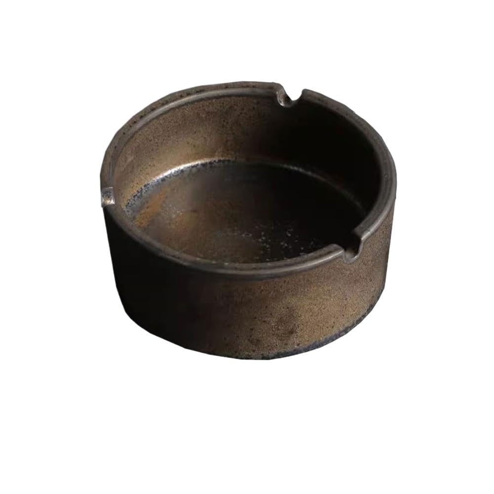 Indoor Decorative Ceramic Round Desktop Ashtray Indoor Outdoor Portable for Office Room Bedroom Living Patio etc for Desktop(Rust colour)