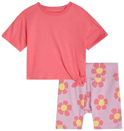 Jessica Simpson Baby Girls Shorts Set - 2 Piece Short Sleeve Top and Matching Cotton Biker Shorts for Infants & Toddlers