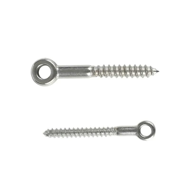 Lifting Eyebolt, Marine Grade Stainless Steel 316 Eye Shape Self Tapping Screws Eyelet Ring Hooks for Wood Terminal and Wire Rope Accessories Bolts(M5X50MM)